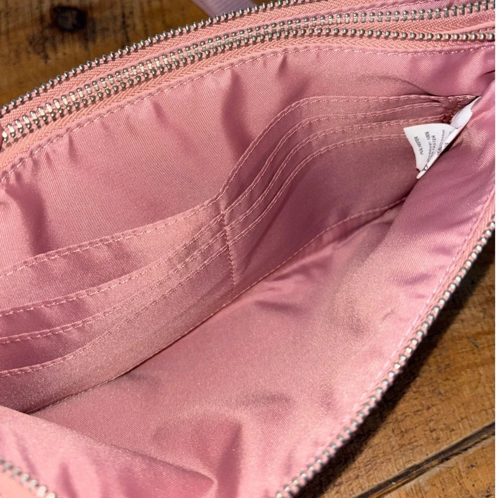 Lululemon‎ Now and Always Pink Wristlet Double Zipper Pockets Removable Strap